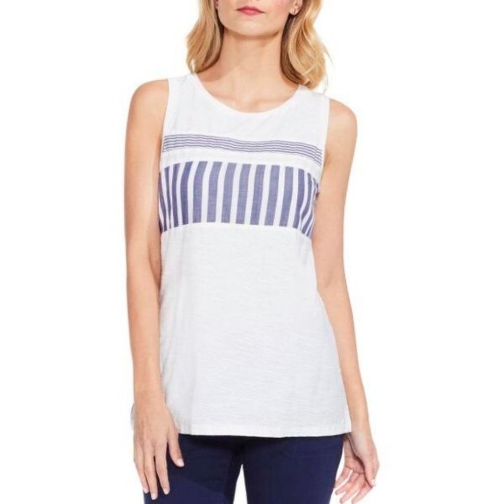 Two by Vince Camuto ivory bleached blues tank